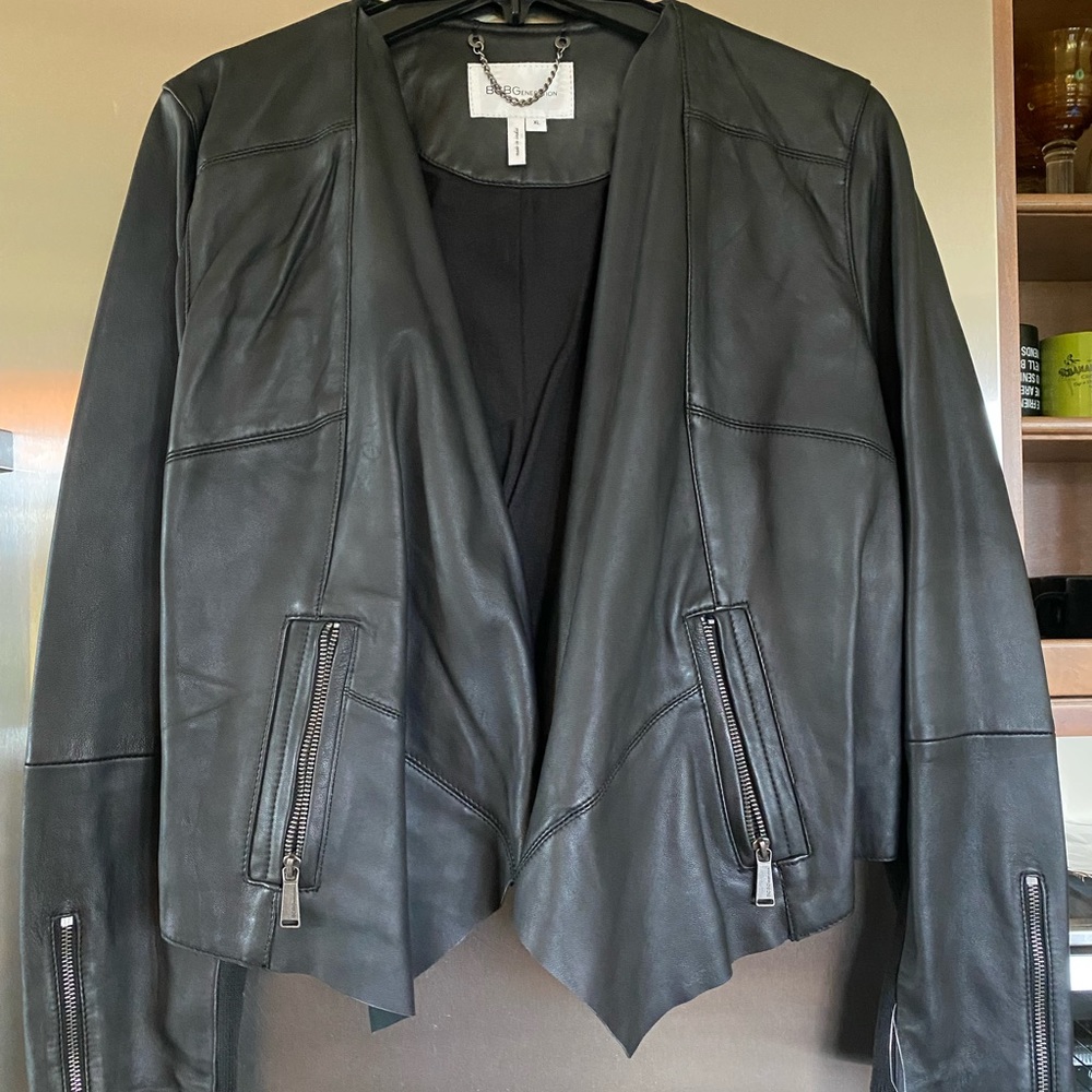 BCBGeneration BLACK LEATHER MOTO JACKET-Women’s XL.  RTL-$398.00